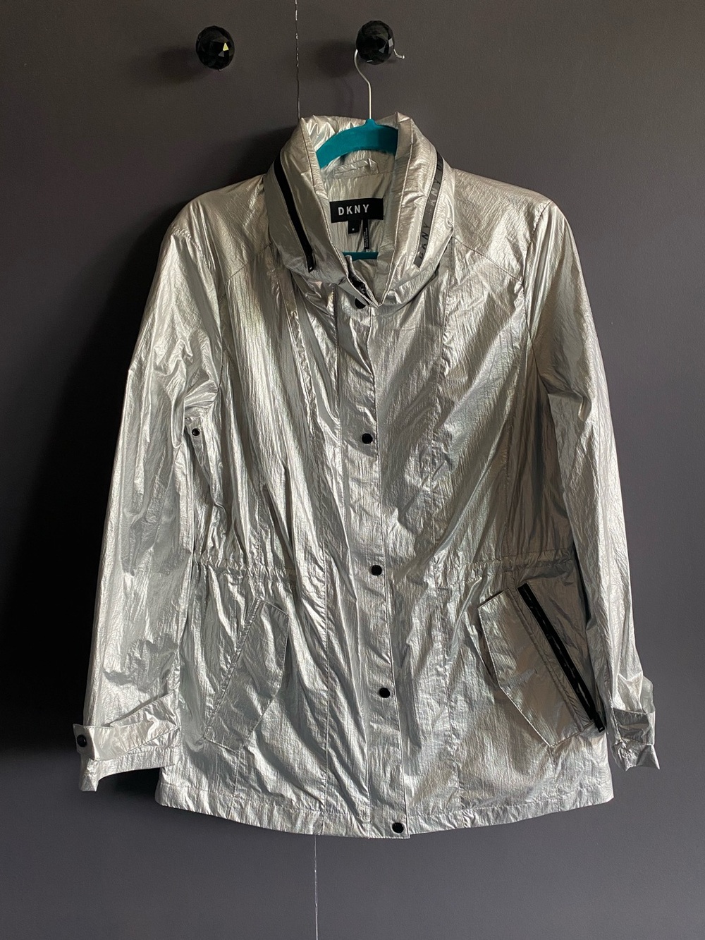 DKNY silver shine anorak jacket (M)